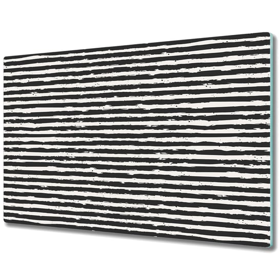 Deska Kuchenna ze Szkła Hartowanego - Czarne pasy - 80x52 cm Coloray