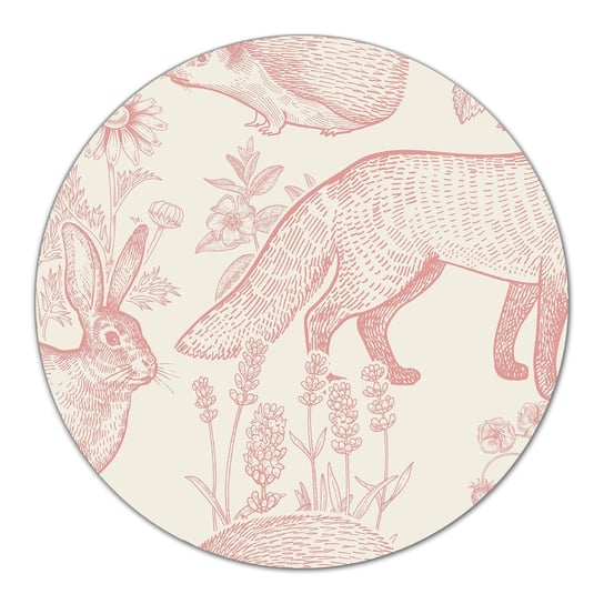 Deska osłona kuchenna Różowe leśne zwierzęta fi40, Coloray Coloray