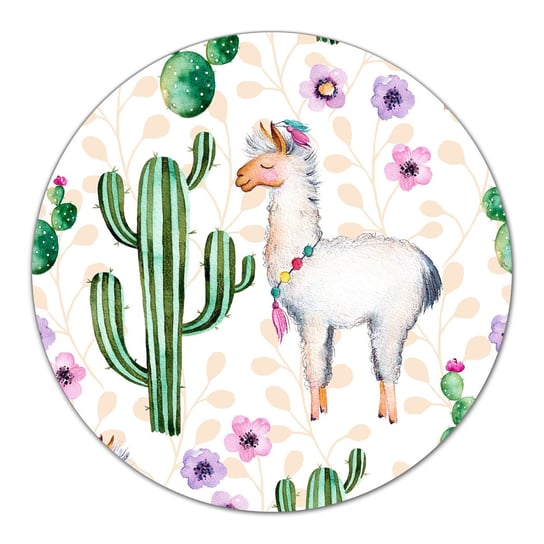 Deska podkładka dekor ozdoba Lama w kaktusach fi40, Coloray Coloray