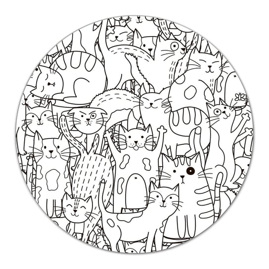 Deska szklana Koty w stylu Doodle dla dzieci fi40, Coloray Coloray