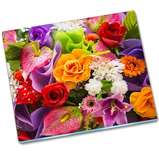 Deska szklana na indukcję Kwiaty - 60x52 cm Tulup