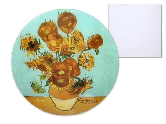 Deska szklana, okrągła - V. van Gogh, Słoneczniki (CARMANI) Carmani