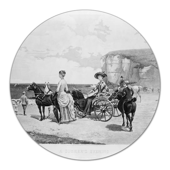 Deska szklana podstawka Obraz kobiety i konie fi40, Coloray Coloray