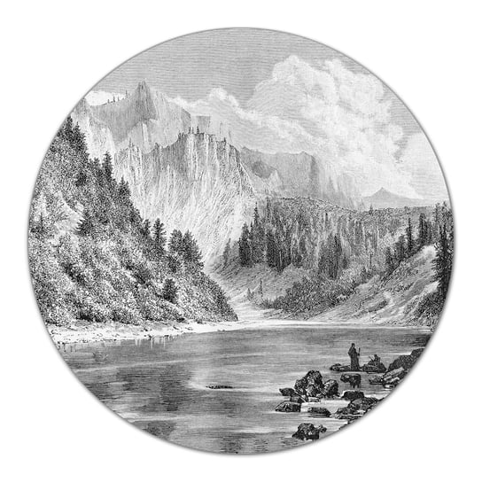 Deska szklana Ręcznie rysowane góry krajobraz fi40, Coloray Coloray