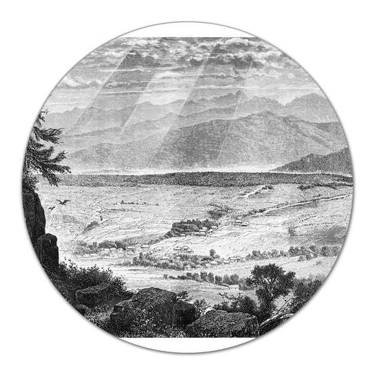 Deska szklana Szkicowany krajobraz wiosa góry fi40, Coloray Coloray