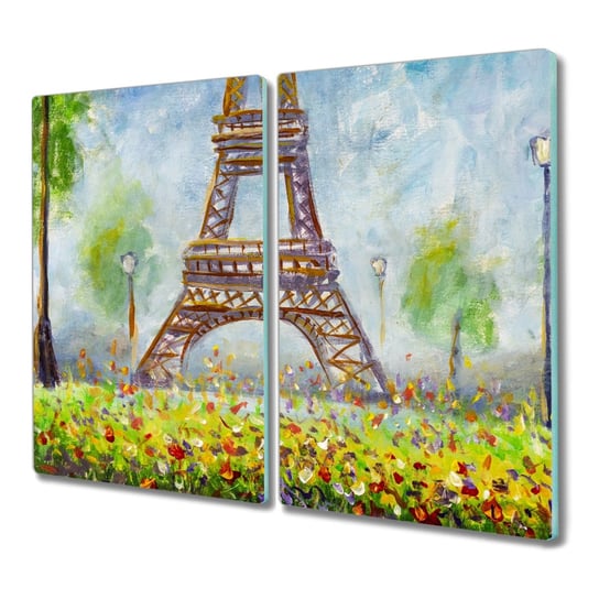 Deska szkło 2x30x52 Kwiaty Eiffel wieża do kuchni, Coloray Coloray