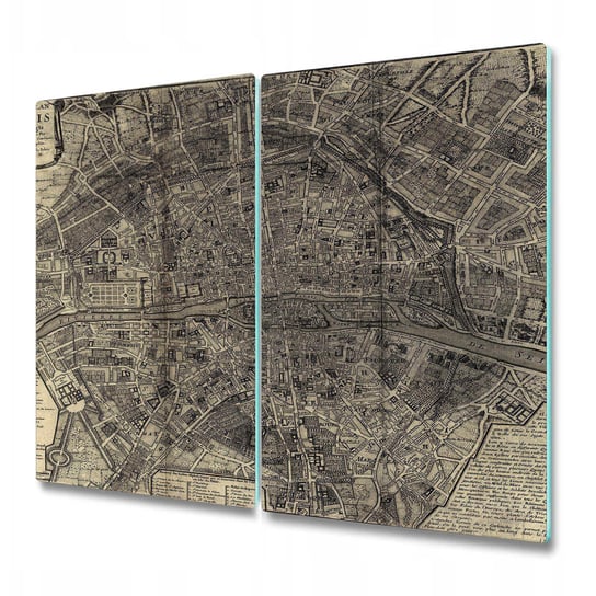 Deska z Dwóch Części - Print - Stara mapa Paryża - 2x30x52 cm Coloray