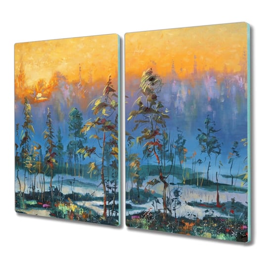 Deska ze szkła 2x30x52 Malarstwo las zachód słońca, Coloray Coloray