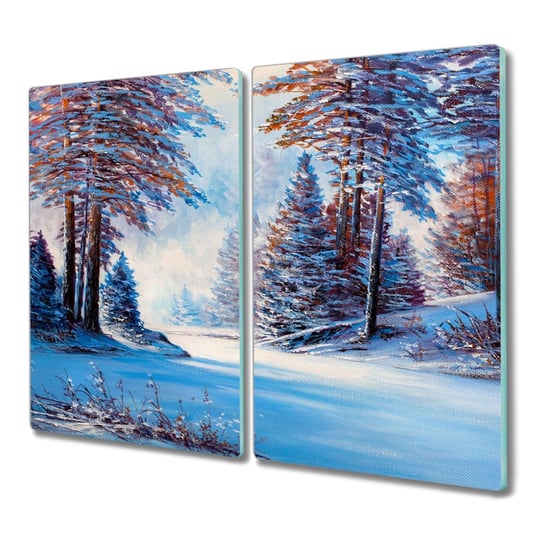 Deska ze szkła 2x30x52 Malarstwo zima las drzewa, Coloray Coloray