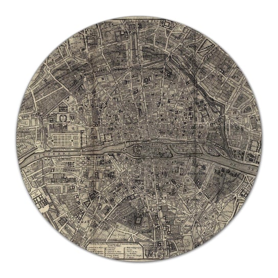 Deska ze szła do krojenia Stara mapa Paryża fi40, Coloray Coloray