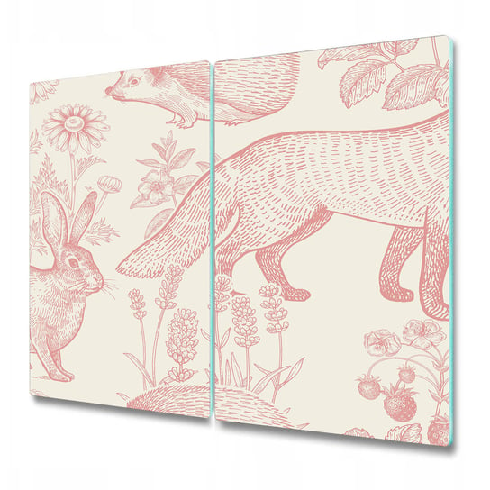 Deski Kuchenne ze Stylowym Ozdobnym nadrukiem - Różowe leśne zwierzęta - 2x30x52 cm Coloray