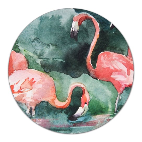 Deski szklane z nadrukiem Malowane flamingi fi40, Coloray Coloray