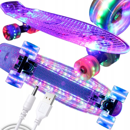 DESKOROLKA FISZKA DESKA KOŁA LED CAŁA ŚWIECĄCA RGB USB FISHBOARD DLA DZIECI Eddcom