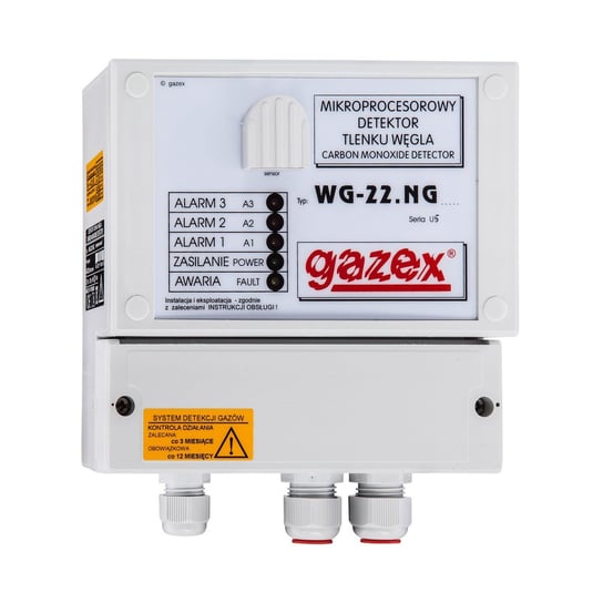 Detektor tlenku węgla WG-22.NG CO, 20/100ppm (s15), sensor p-p, zasilanie 230V, do garaży GAZEX