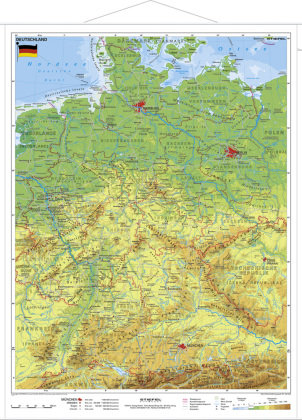 Deutschland physisch im Miniformat 1 : 1 700 000. Wandkarte Stiefel Eurocart Gmbh