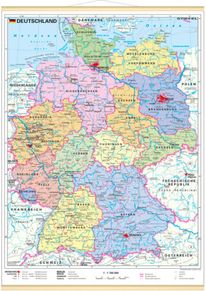 Deutschland, politisch 1 : 1 700 000. Wandkarte Mini-Format Stiefel Eurocart Gmbh
