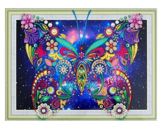 Diamentowa mozaika 40x30cm, Kwiecisty motyl Collection D`Art