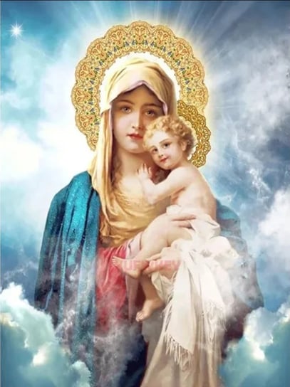 DIAMENTOWA PASJA Haft Diamentowy Mozaika Diamentowa MARYJA Z JEZUSEM ŚWIĘTY ŚWIĘTE DIAMENTOWA PASJA