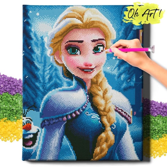 DIAMOND PAINTING 5D z RAMĄ Dla dzieci Haft Diamentowy Duży Elsa frozen Mozaika 40x50 cm Oh Art!