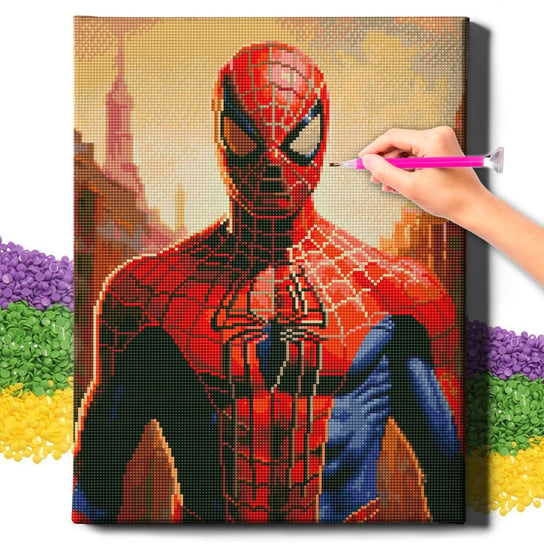 DIAMOND PAINTING 5D z RAMĄ Haft Diamentowy Duży Spider-man Marvel Mozaika 40x50 cm Oh Art!