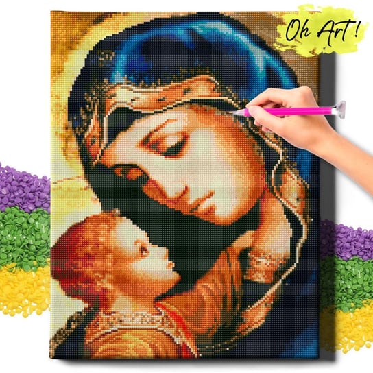 DIAMOND PAINTING 5D z RAMĄ Religia Haft Diamentowy Duży Matka Boska Mozaika 40x50 cm Oh Art!