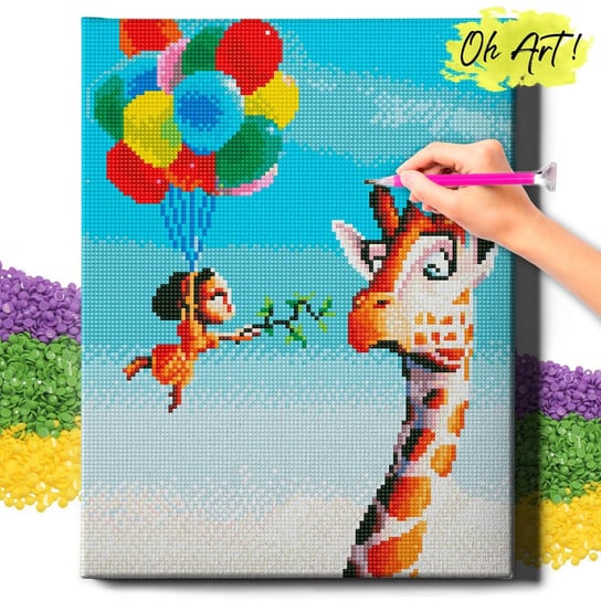 Diamond Painting 5D Z Ramą Żyrafa I Dziewczynka Haft Diamentowy 30X40 Mozaika Zwierzęta Dla Dzieci Oh Art! Oh Art!