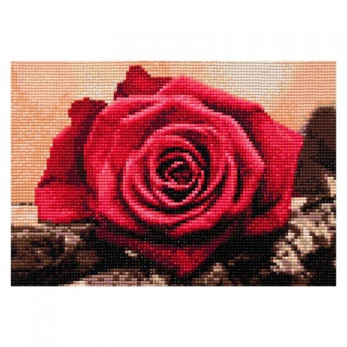 Diamond painting mozaika - Czerwona róża Needle Industries