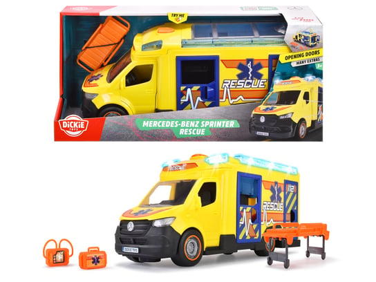 Dickie Toys, SOS, pojazd Mercedes-Benz ambulans, 34,5 cm Dickie Toys