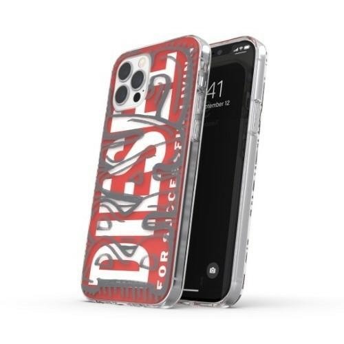 Diesel Snap Case Clear Aop Iphone 12 Pro Max Czerwono-Szary/Red-Grey 42568 Diesel