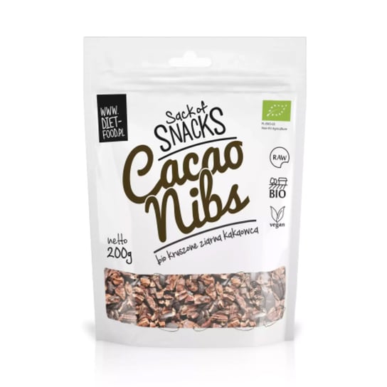 Diet-Food, kruszone surowe bio nasiona kakaowca Super Cacao Nibs, 200 g Diet-food