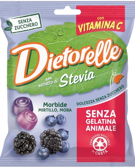 Dietorelle żelki bez dodatku cukru - słodzone stewią czarna jagoda/jeżyna 70g Dietorelle