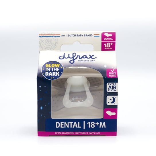Difrax smoczek uspokajający dental 18m+ świecący Difrax