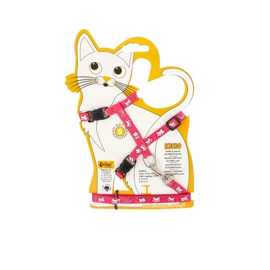 Dingo Komplet "KICIO" szelki + smycz dla małych kotów różowy Dingo