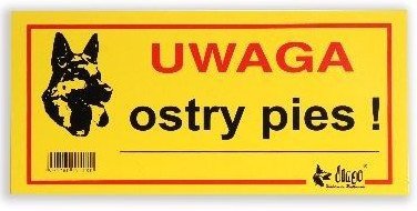 Dingo Metalowa tabliczka ostrzegawcza "UWAGA OSTRY PIES" Dingo