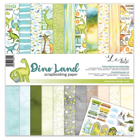 Dino Land  - zestaw papierów - 30,5 cm x 30,5 cm - Lexi Design Lexi Design