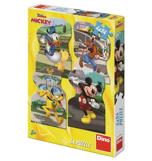 Dino, puzzle, Disney, Myszka Miki, Dla Dzieci, Zestaw Elementy, 4x54 el. Dino