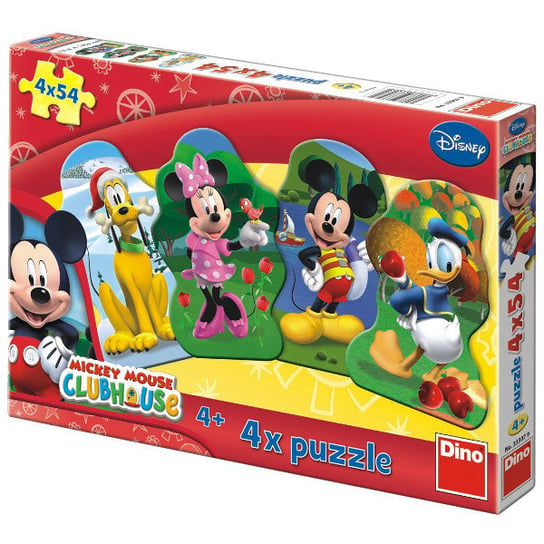 Dino, puzzle, Disney, Myszka Miki i Przyajciele, 4x54 el. Dino