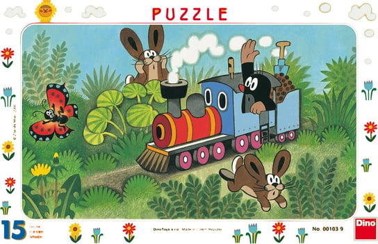 Dino, puzzle, Krecik i przyjaciele, Krecik i lokomotywa, 15 el. Dino