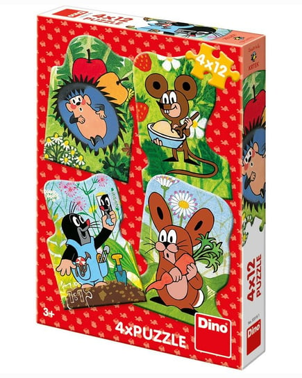 Dino, puzzle, puzzle, Krecik i Przyjaciele, mini, 4x12 el. Dino