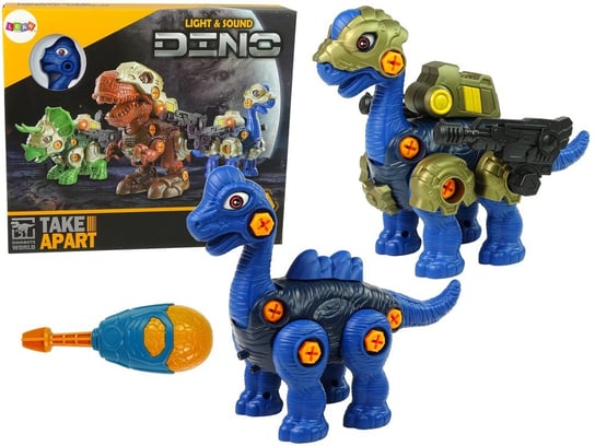 Dinozaur Do Rozkręcania Majsterkowanie Tanystropheus Niebieski Efekty Świetlne Dźwięki Lean Toys
