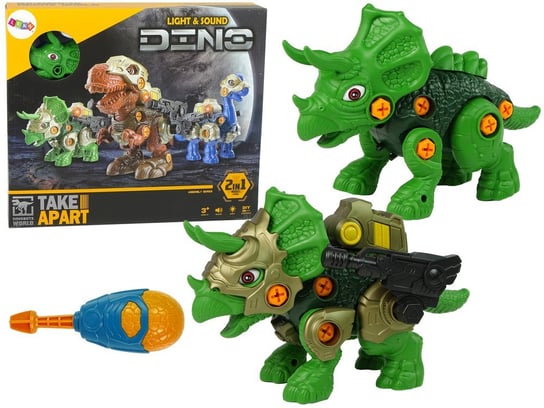 Dinozaur Do Rozkręcania Majsterkowanie Triceratops Zielony Efekty Świetlne Dźwięki Lean Toys