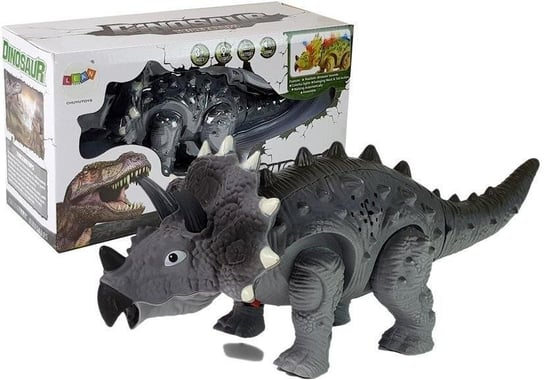 Dinozaur na baterie Triceratops szary Lean Toys