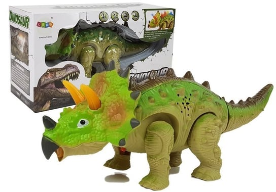 Dinozaur na Baterie Triceratops Zielony Lean Toys
