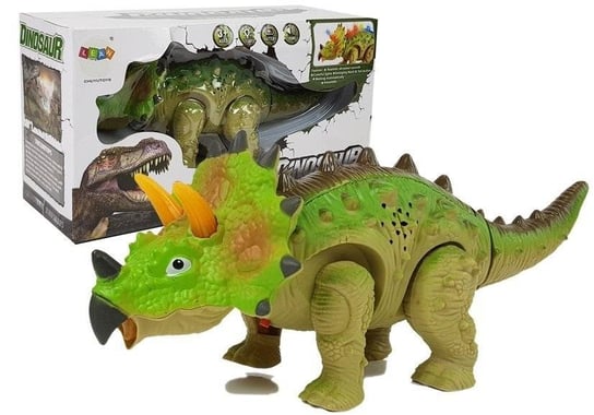 Dinozaur na baterie Triceratops zielony Lean Toys