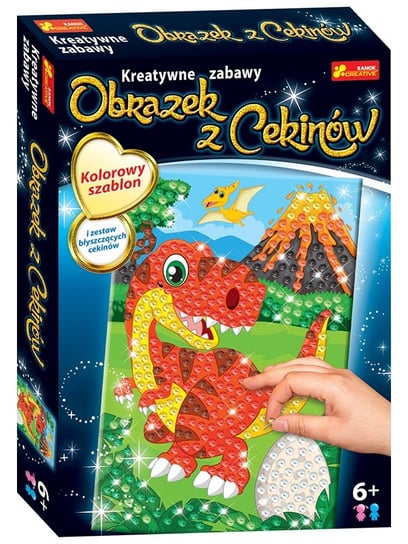 Dinozaur TREX wulkan obrazek z cekinów Kreatywne Zabawy Inna marka