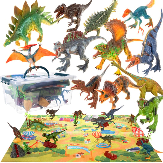 Dinozaury Duży Zestaw Figurek Figurki + Park Mata Dinozaur Organizer Dzieci KRUZZEL Kruzzel
