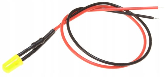 Dioda LED 5mm 12V z przewodem 20cm żółta Veoz