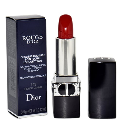 Dior, Rouge, Lipstick 743 Rou ge Zinnia Satin Pomadka Do Ust 3,5 g Refillable Dior