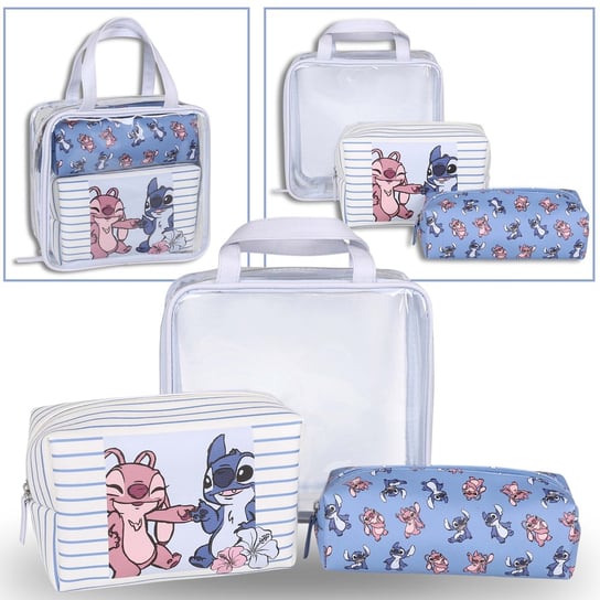 Disney Andzia i Stitch Komplet kosmetyczek podróżnych w różnej wielkości, kosmetyczki na zamek, 3szt. Disney