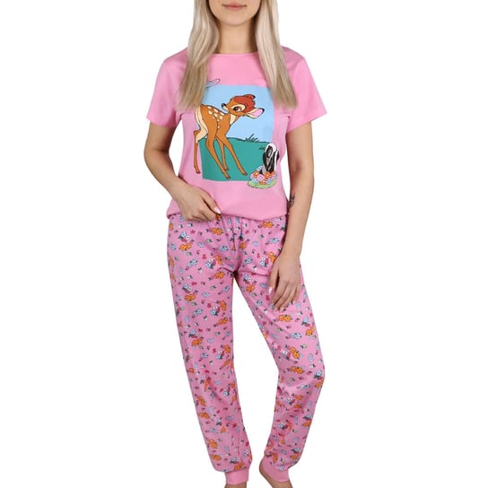 DISNEY Bambi Piżama damska na krótki rękaw, bawełniana, różowa piżama L Disney